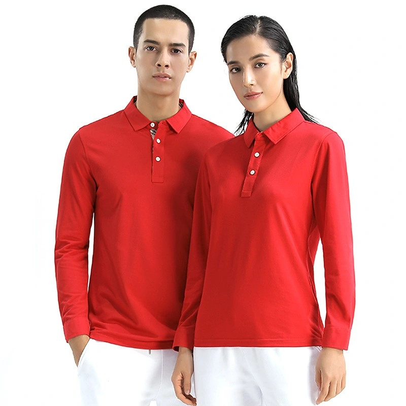 Wholesale/Supplier Custom Embroidery Print Design Logo Pure Cotton Men&prime; S Polo T Shirt Long Sleeve Black Red Unisex Shirts