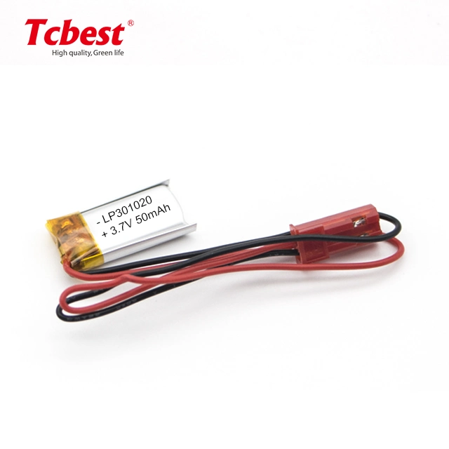 Tcbest 301020 Lithium Battery Polymer Lipo Battery 3.7V 50mAh for Smart Watch/Headphone /Selfie Stick