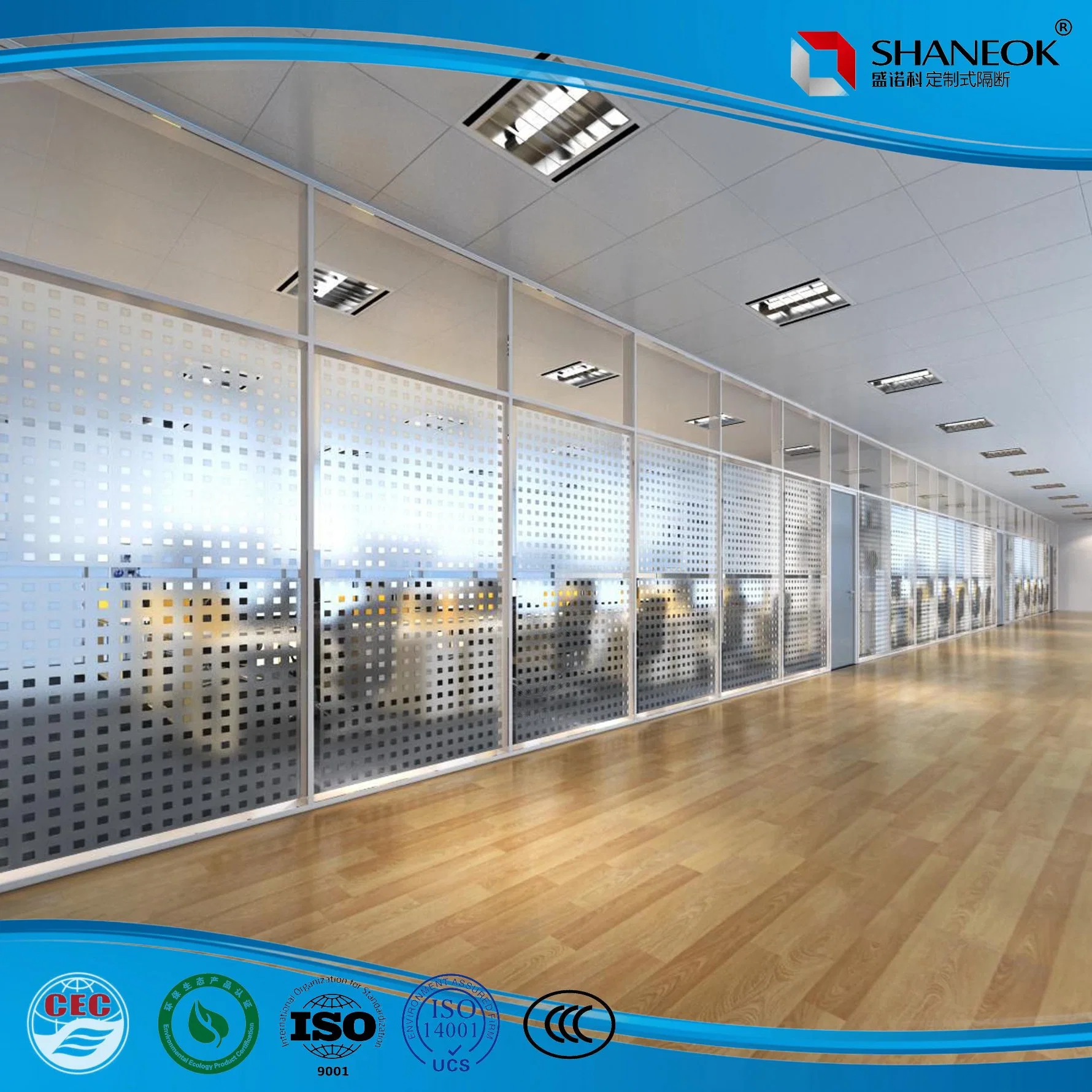 Chinese Customized Sound Proof Safety Aluminum Tempered Glass Wall Office Partitions Building Material