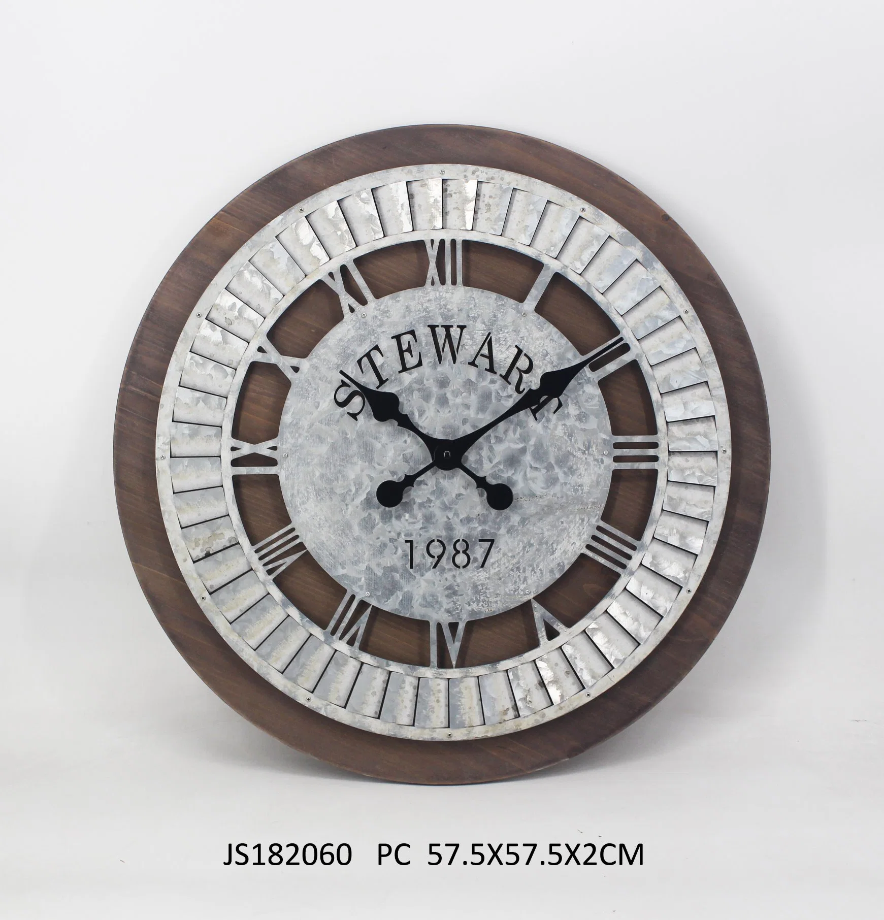 Antique Metal and Wood Clock