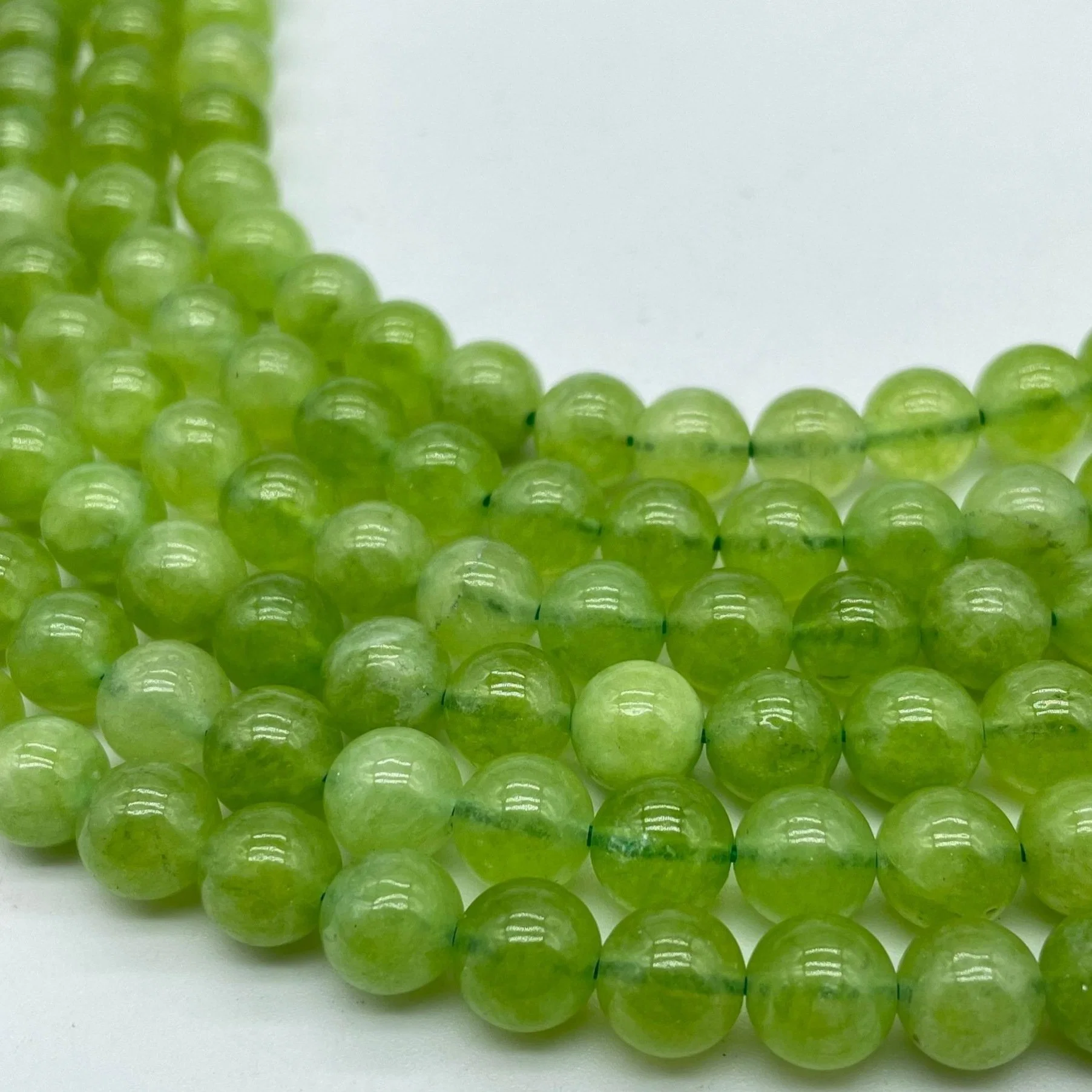 Natural Green Peridot Jade Crystal Beads Bracelet Necklace DIY Crafts