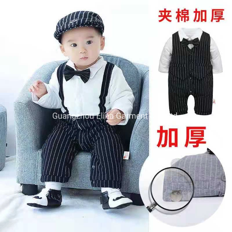 2021 New Winter Gentleman Long-Sleeved Handsome Cotton Romper 2 -Piece Newborn Baby Clothes Boys Apparel