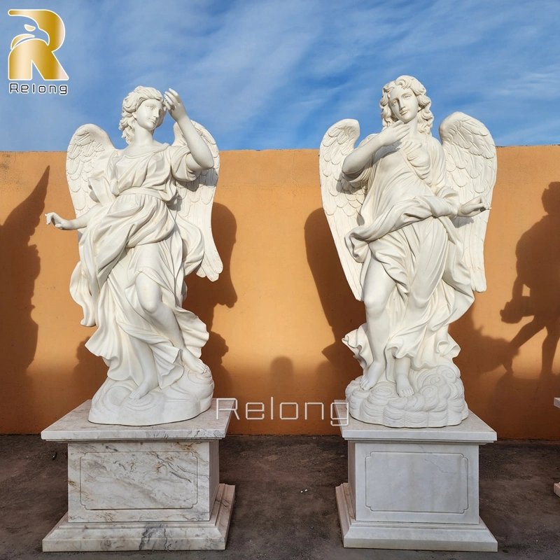 Hand Carving and Polishing Natural Marble Stone Angel Garden Sculpture