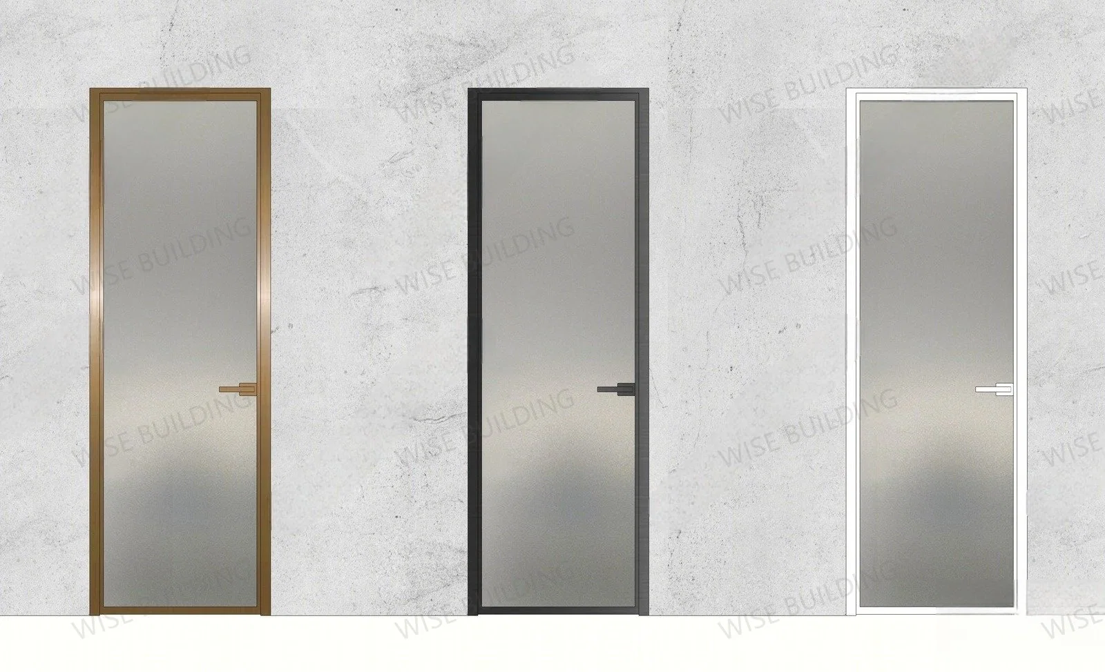 Cheap Price Interior Door Aluminum Frame Bathroom Door with Lock Swing Glass Toilet Doors