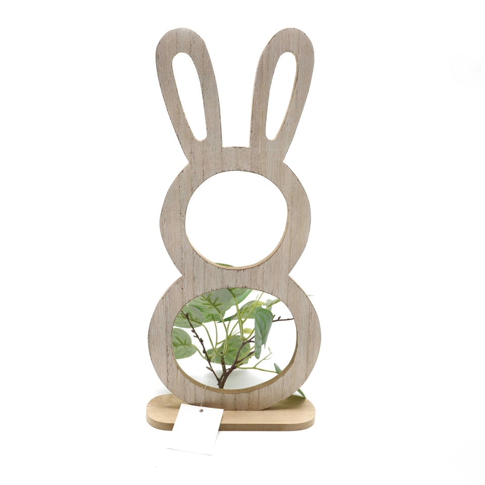 Hot Selling Wooden Rabbit Head Green Plant Easter Decoration Wooden Ornaments Delicate Wall Hanging Decoration