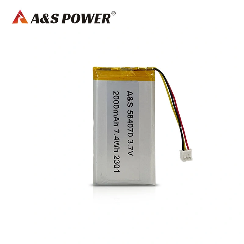 China Manufacturer Wholesale/Supplier Price UL2054/IEC62133/CB/Kc/PSE/CE/Un38.3 Li-Polymer 2000mAh Lipo Battery 584070 3.7V Battery Pack with PCB 3pin Ntc Connector