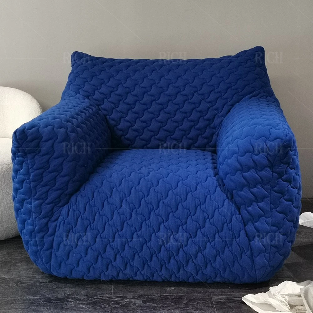 Comfortable Soft Armchair Modern Large Leisure Lounge Chair Living Room Balcony Single Fabric Blue Sofa Chair