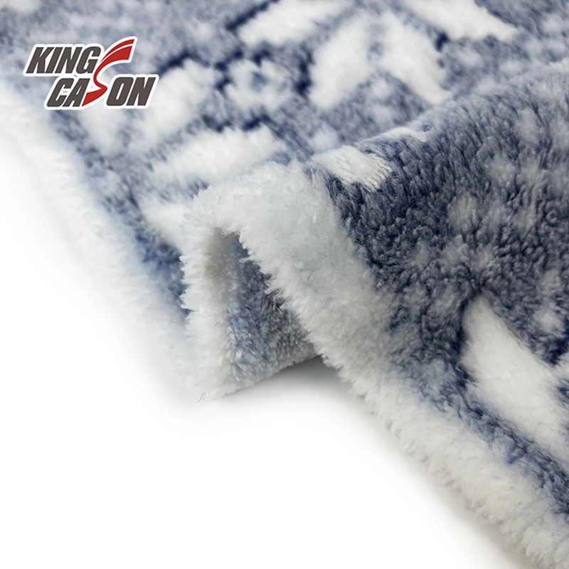 Kingcason Good Quality Glued Print Coral Fleece Fabric for Blankets