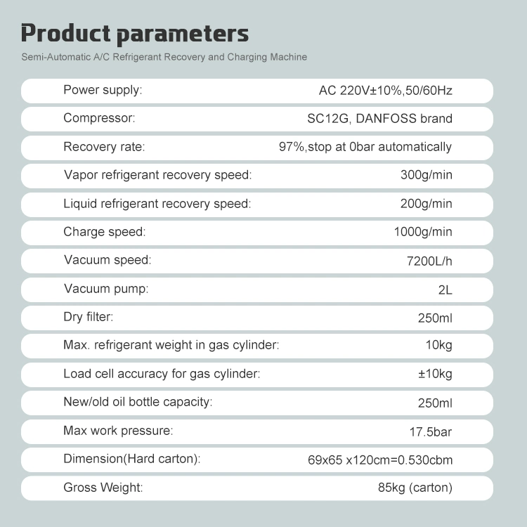 A/C Refrigerant Recovery & Charging Machine/ 220V Car A/C Refrigerant Recovery Recycling Machine AC Refrigerant Recovery and Charging Auto Refrigerant Recovery