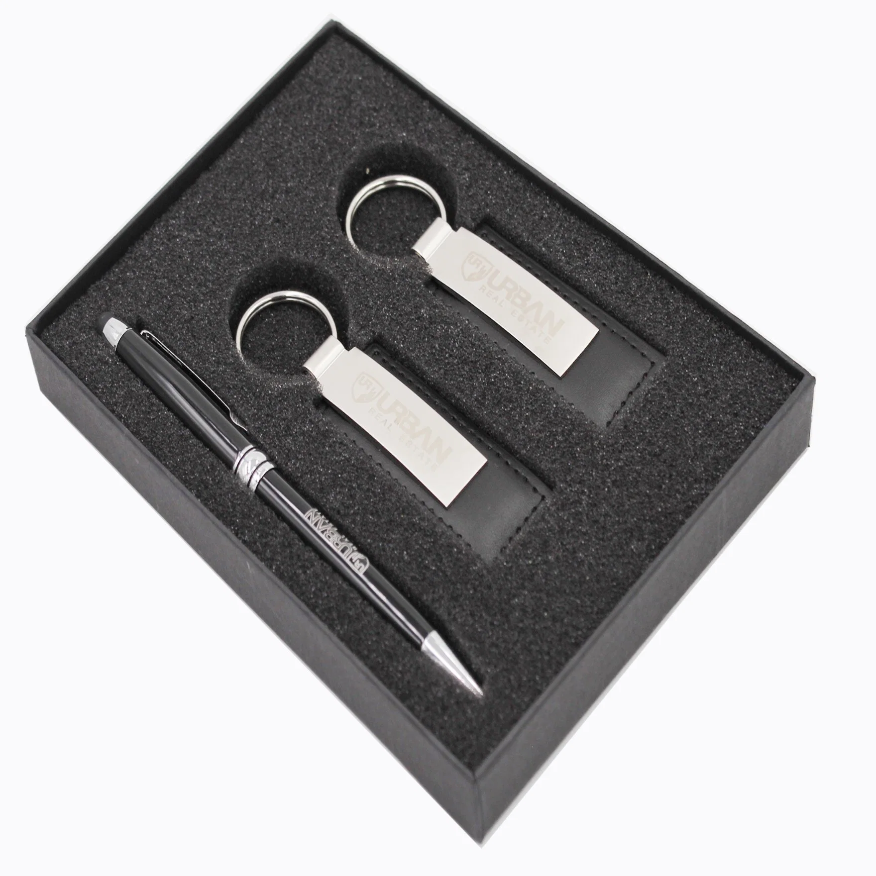 Leather Gift Set With Pen Business Card Case And Key Chain