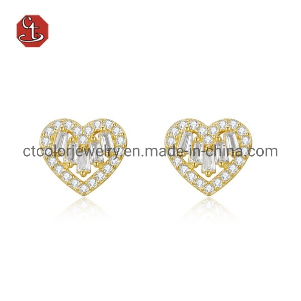 Exquisite Design Jewellery Silver 925 Elegant Gold Super Shiny Zirconia Earrings as Gift