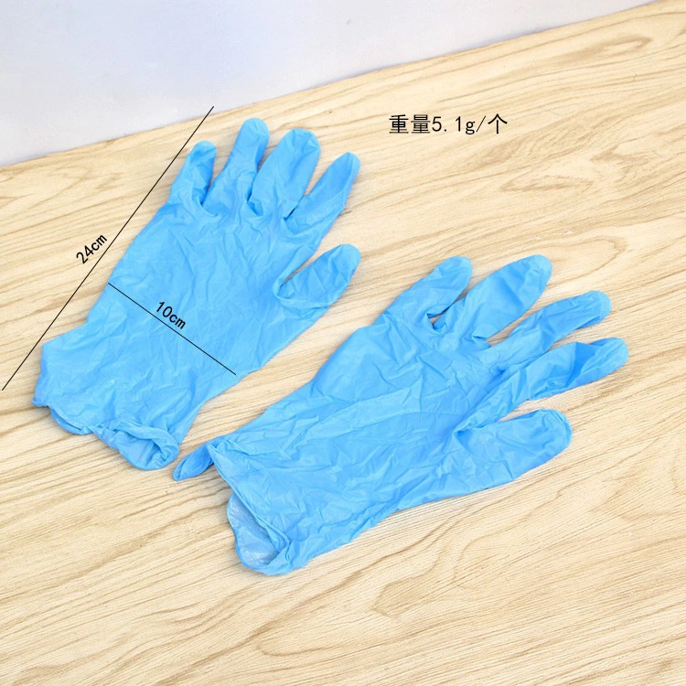 Produit jetable Bleu sans poudre gants épaissis caoutchouc nitrile protection du travail Gant 240 mm (DJ-05)