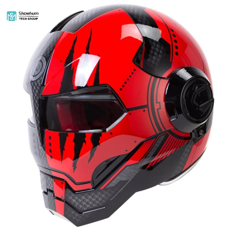 Motorcycle Personality Cool Iron Man Vintage Full Helmet off Road Ghost Face Motorcycle Helmet