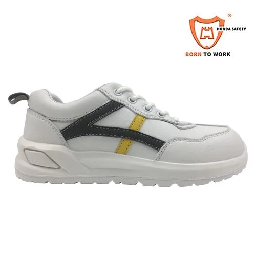 White PU Micro-Fiber Ladies Safety Shoes with White Double Density PU Injection