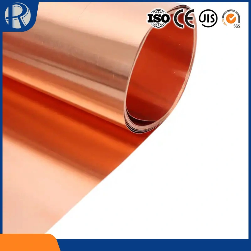 Copper Coil Sheet Strip Coil Roll Red Copper Plain Foil Tu1, Tu0, Tu2, Tp1 Electronic Non-Alloy Red Coppery Soft Hard