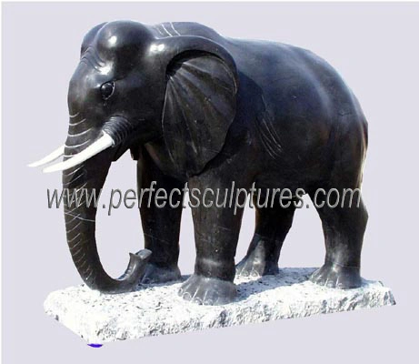 Outdoor Life Size Carved Stone Animal Statue Natural Marble Carving Elephant Sculpture for Garden Decoration (SY-B106)