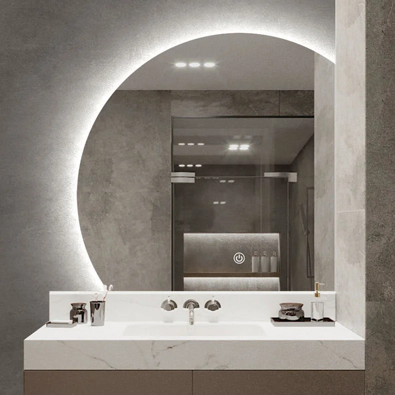 Makeup Arch Mirror with LED Lights Wall Mirror with Gold Frame Smart Sensing Bathroom Mirror