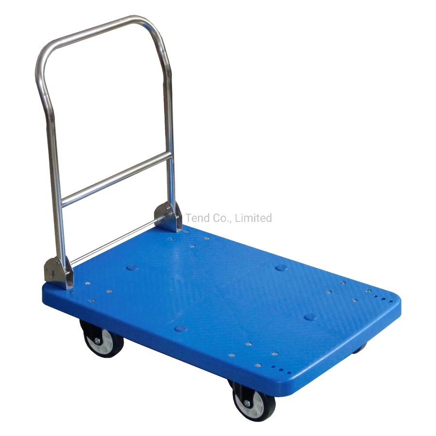 Plastic Knock Down Structure Heavy Duty Platform Trolley with 4 Wheels