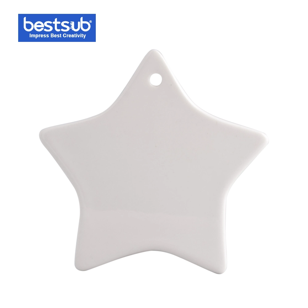 Bestsub decoración promocional ornamento sublimación Estrella Cerámica impresa (H005)