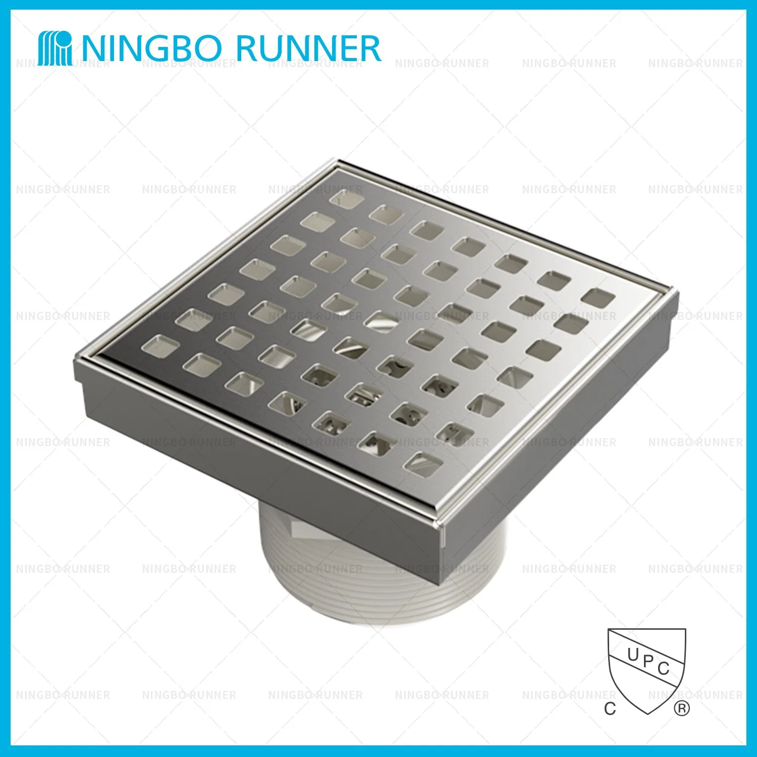 Square Bathroom and Kitchen 304 Stainless Steel Floor Drain / Tile-in Square Drain