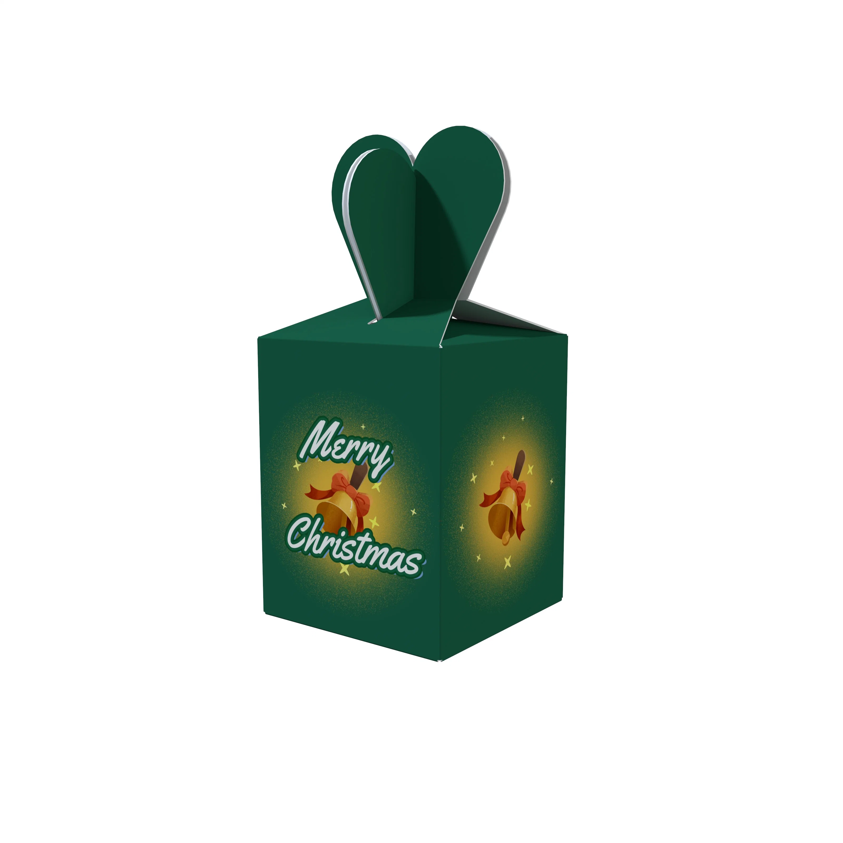 Green Color Christmas Candy Package Box with Matte Lamination