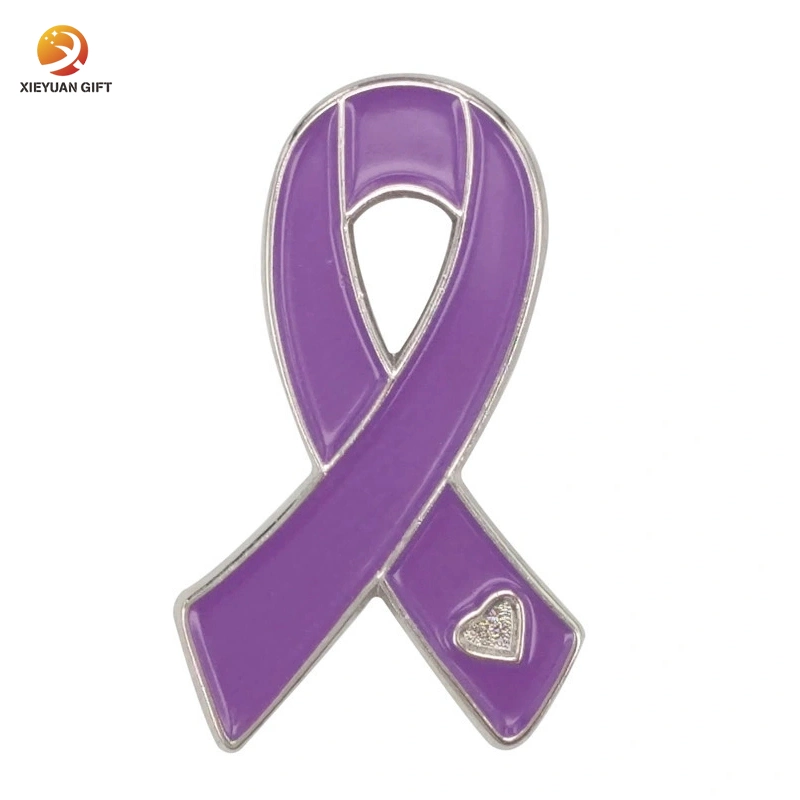 Wholesale/Supplier Custom Logo Purple Ribbon Breast Cancer Awareness Pins Metal Cartoon Anime Brooch Clothes Soft Hard Enamel Badge Lapel Pin