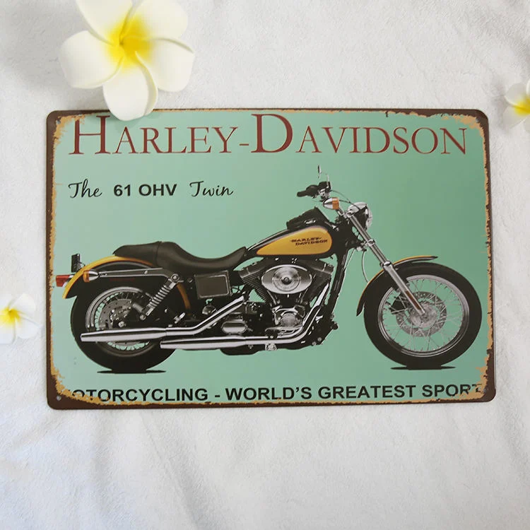 Custom Embossed Tin Signs Vintage Motorcycle Painting for Home Decor