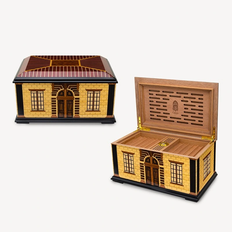 صندوق فاخر لحفظ السيجار من الخشب الأرز الكوبي الفني