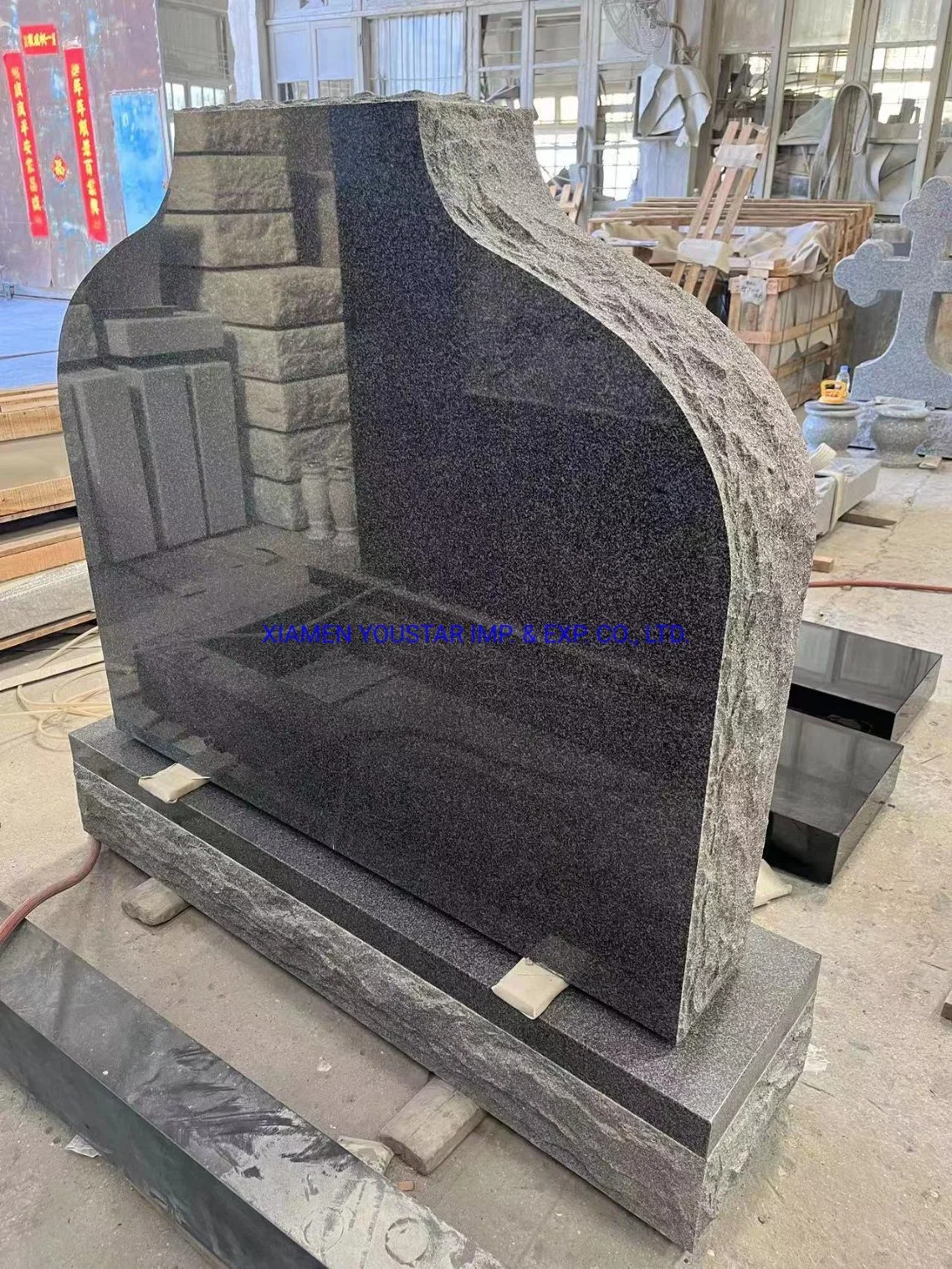 2023 granito cinza com Novo Design Design Árvore Tombstone