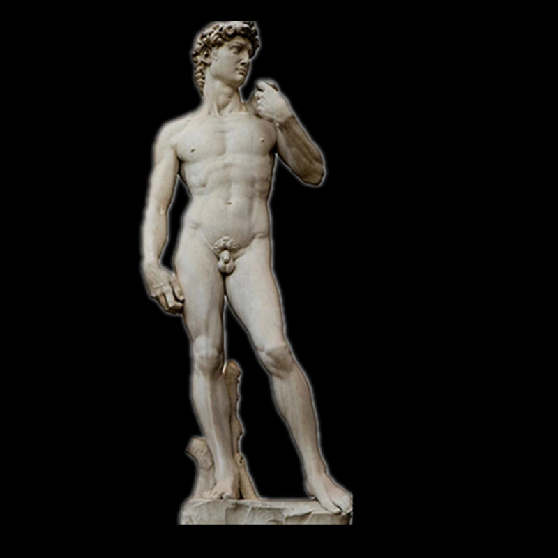 Art Collection Life Size Hand Made White Marble Stone Nude Man David Statue