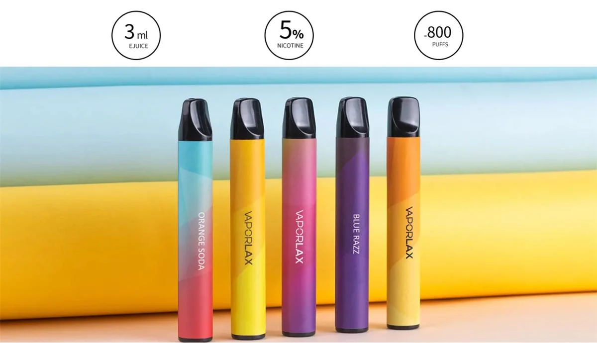 Vape Vaporlax Mate Vape الذي لا يمكن تفعليه، Vape نيكوتين 800puffs سيجارة 20 نكهة اختيارية