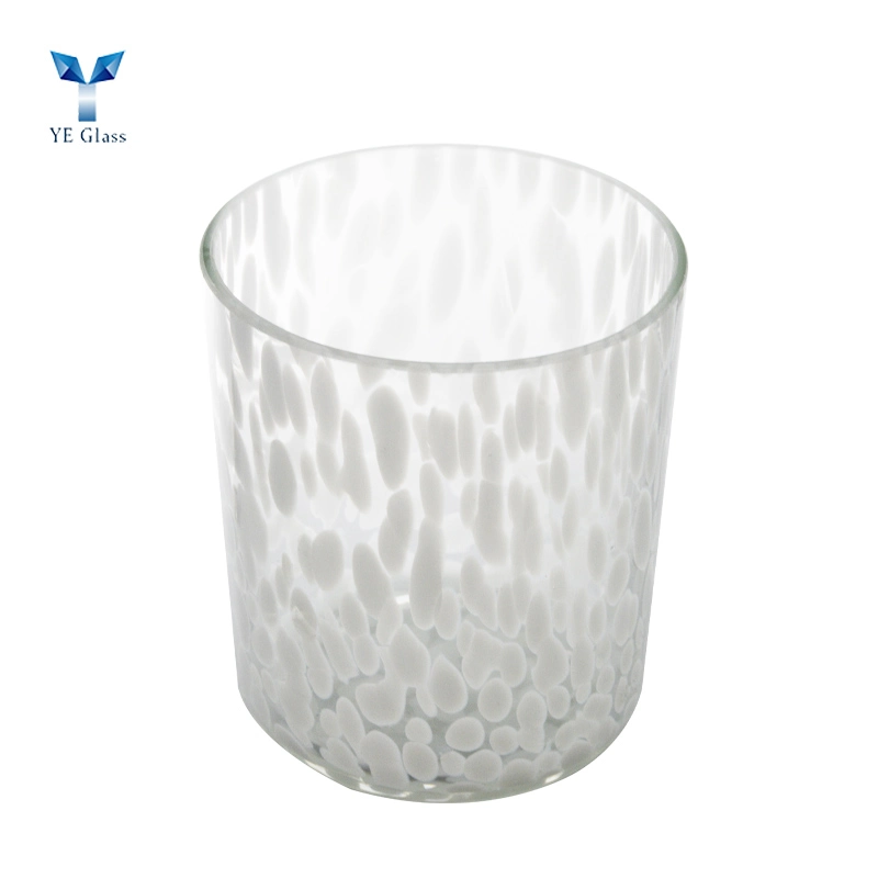 Luxury Popular Hand Blown White Brown Leopard Large Vogue Glass Candle Jar