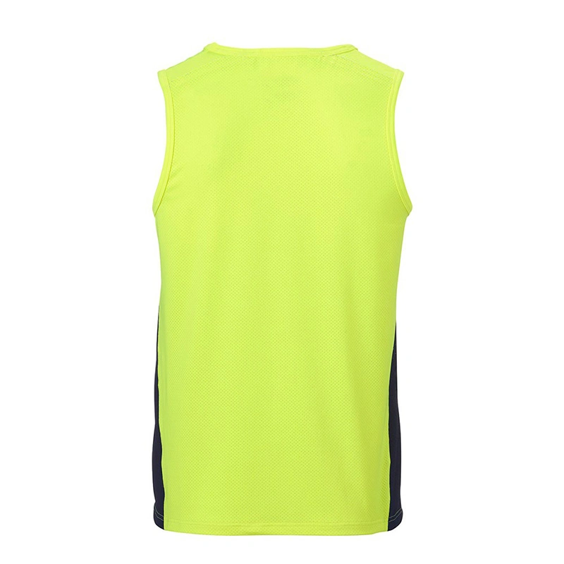 Men&prime; S Spliced Workwear Vest Round Neck Sport Wears Sleeveless Thin Undershirts for Summer