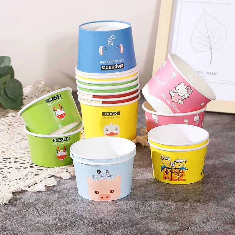 Customer Printed Disposable Paper Ice Cream Cup with Dome Lid Wholesale, Disposable Paper Frozen Yogurt Cup