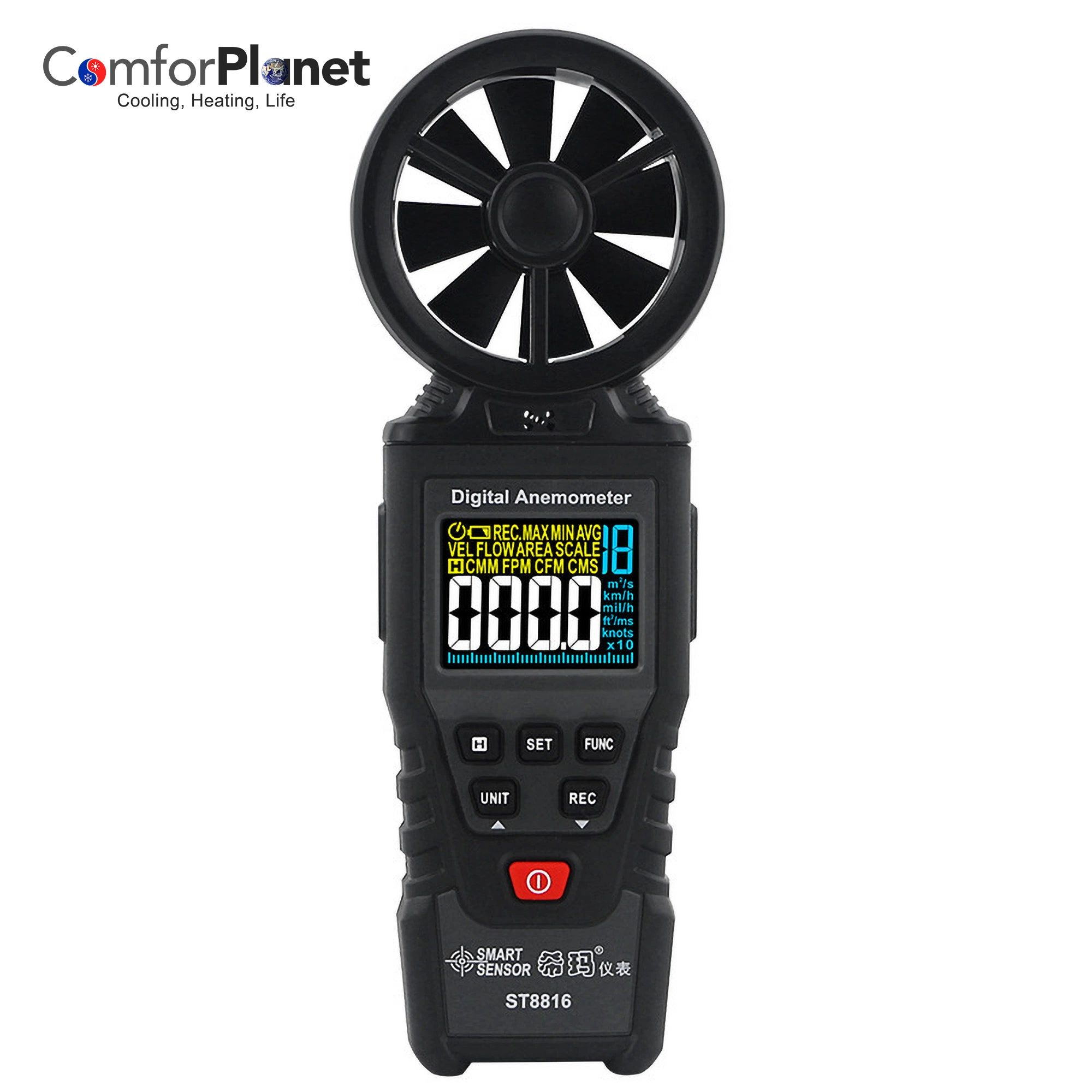 Wholesale/Supplier Min Anemograph Digital Anemometer Data Hold Temperature/Wind Speed Velocity Anemometer Anemograph Wind Meters