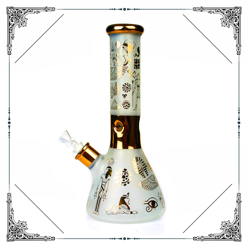 12.5 Inches Egypt Ancient Pattern 7mm Thick Glass Smoking Water Pipe Glass Hookah