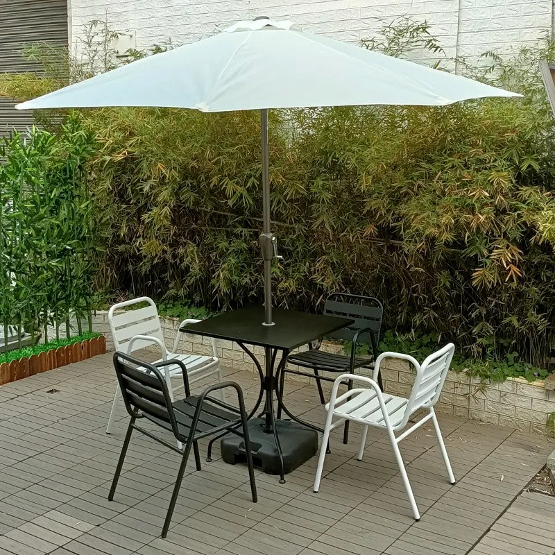 Ensemble de meubles de jardin en fonte d'aluminium chaise bistro balcon extérieur Accoudoir cadre en aluminium Texilene imitate Bamboo French style Bistro Cafe Chaise extérieure