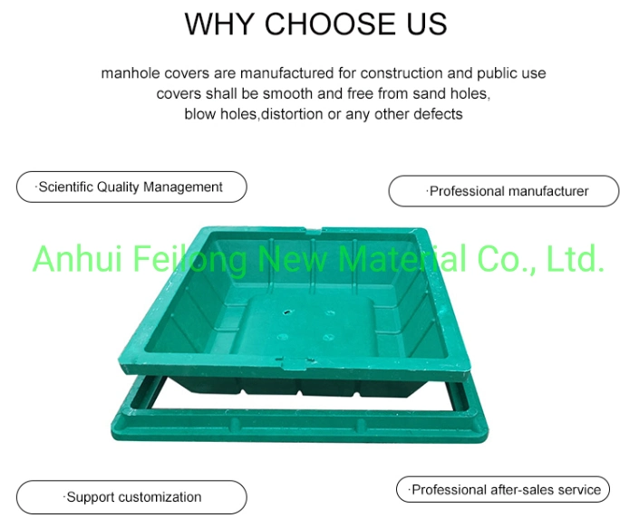 Square Composite Plastic Green Recessed Grass Lawn Manhole Cover with Frame for Tree Lawn Belt