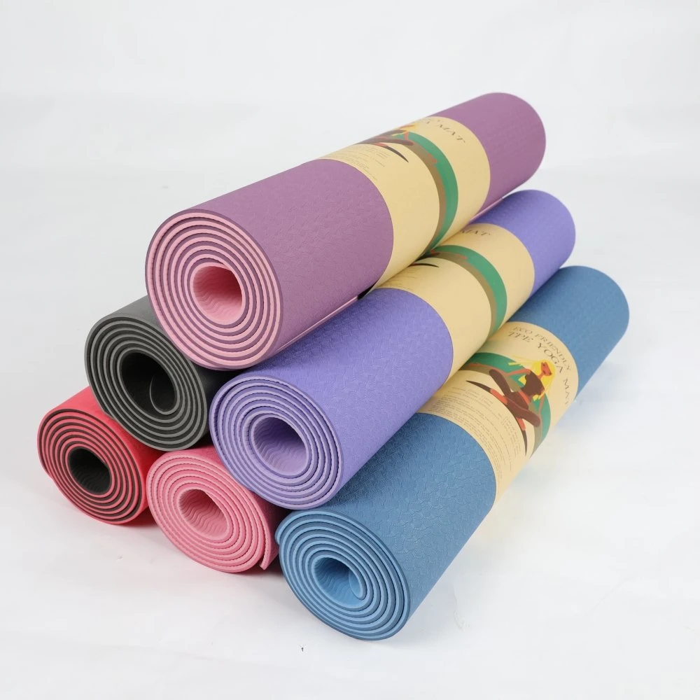 2023 Hot Sell Yogamatte TPE 6mm Double Layer Good Price Yoga Matt Custom Logo Eco Friendly Yoga Mat Set with Blocks and Strap