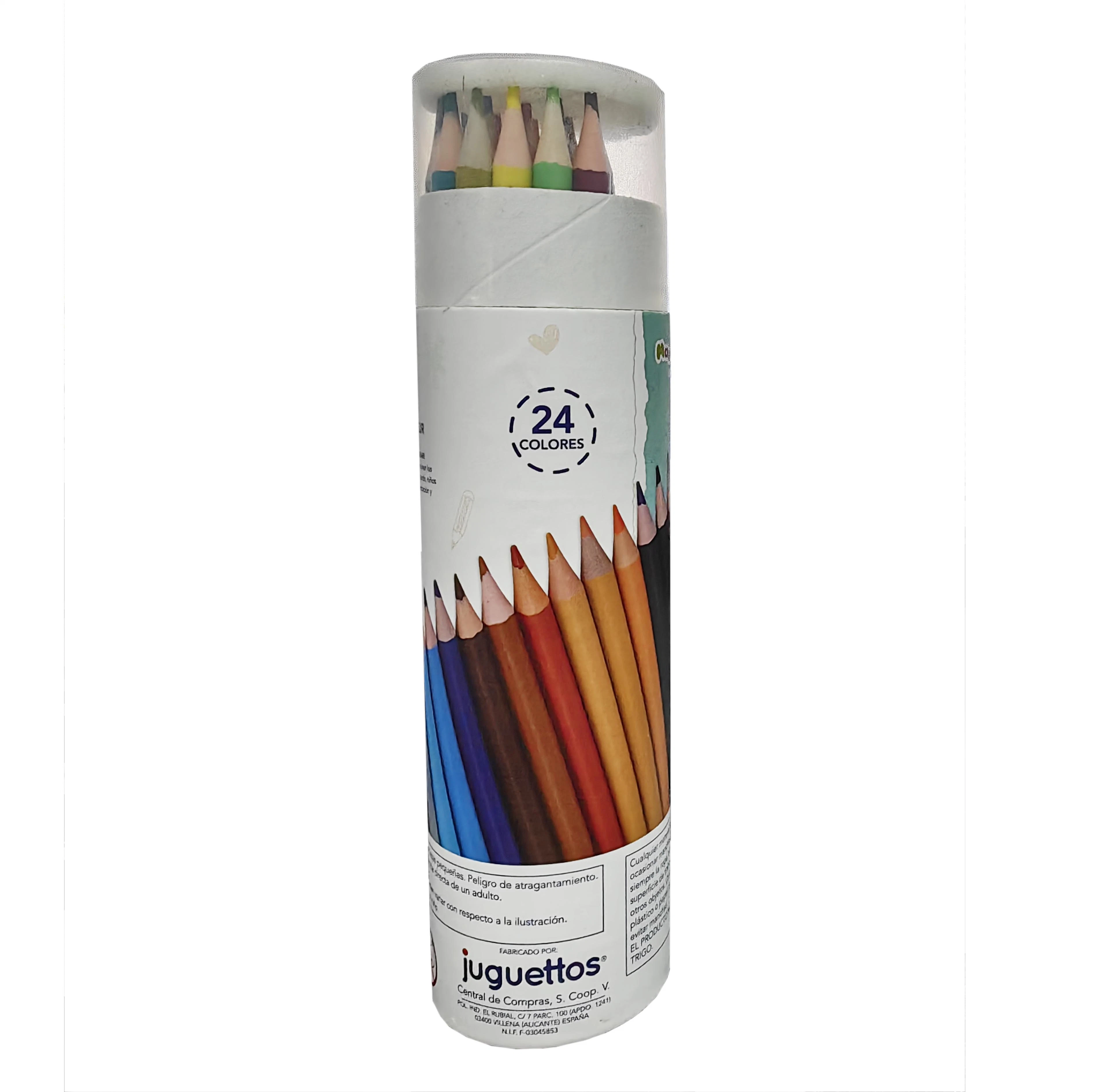 Gros 24 PCS crayons plastique crayons écologiques en dessin animé Tube