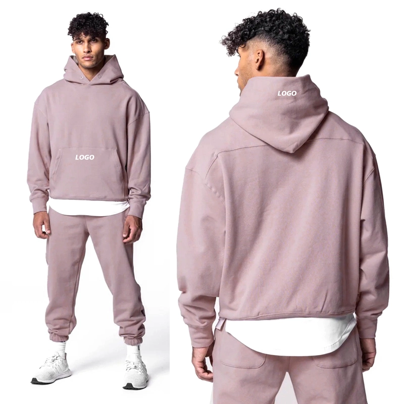 Wholesale/Supplier 2PCS High quality/High cost performance Hooded Gym Sweatshirt + Jogger Pants with Zipper Pocket, Custom Casual Sports Fitness Hoodie Sweatsuit for Men Athletic Jogger Set