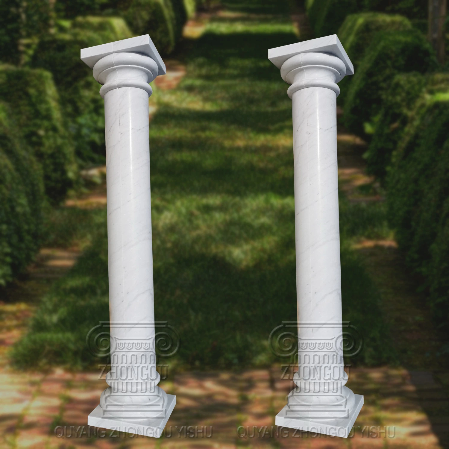 Architectual Decoration Doric Column White Marble Hollowed Column