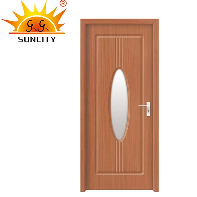 Interior Frosted Glass Price PVC Bathroom Door with Window (SC-P128)