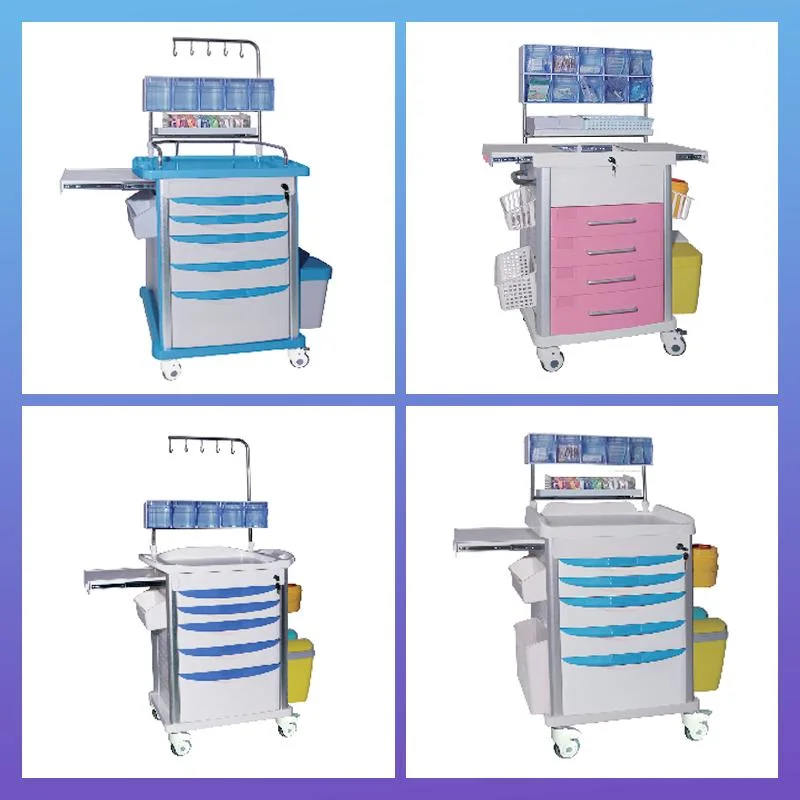 Hospital Used Nurse Trolley Drawer Medical Cart for Sale