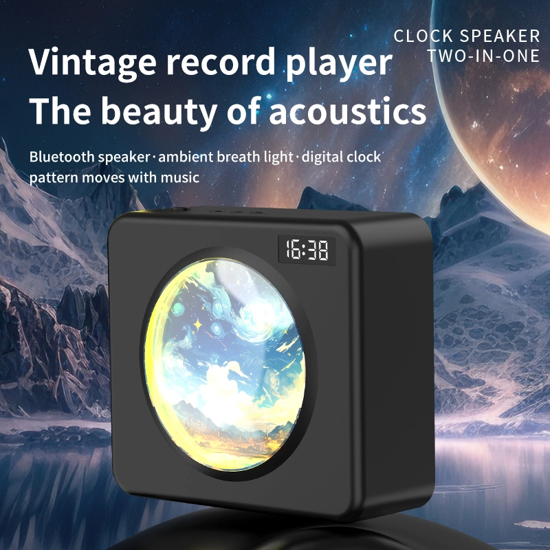 M19 Vinyl Record Bluetooth altavoz personalizado alarma Reloj sistema de sonido