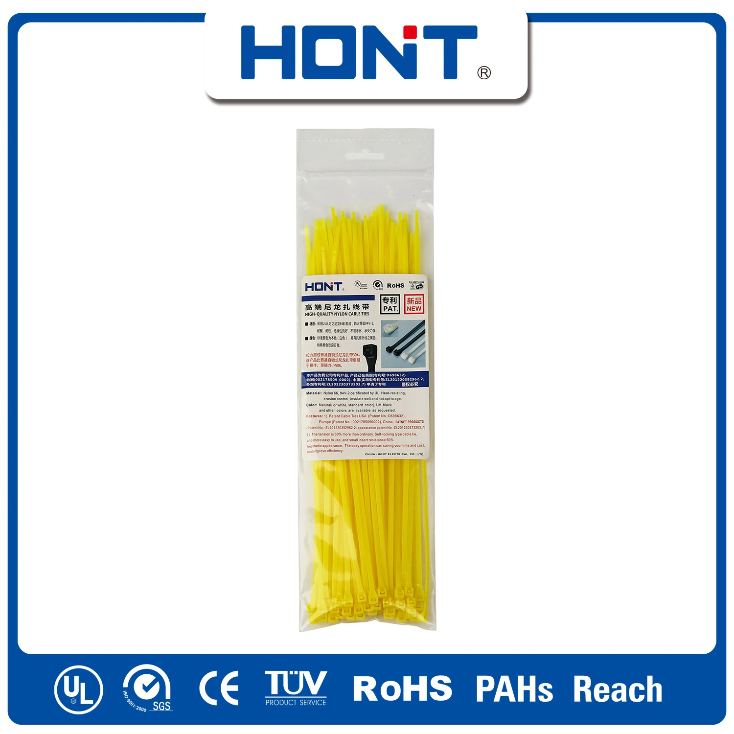 100PCS/Bag 94V2 Hont Plastic Bag + Sticker Exporting Carton/Tray Ss Strap Cable Tie