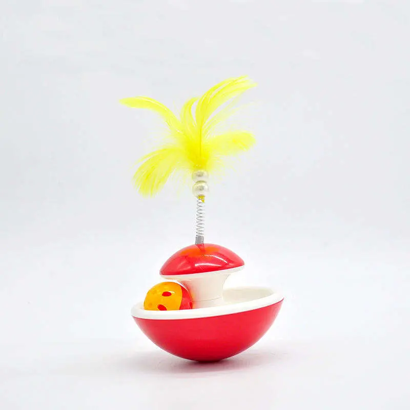 Pet Toys Tumbler Fairy Feather Bells Funny Cat Stick Bell Ball Spring Not Falling Cat Supplies