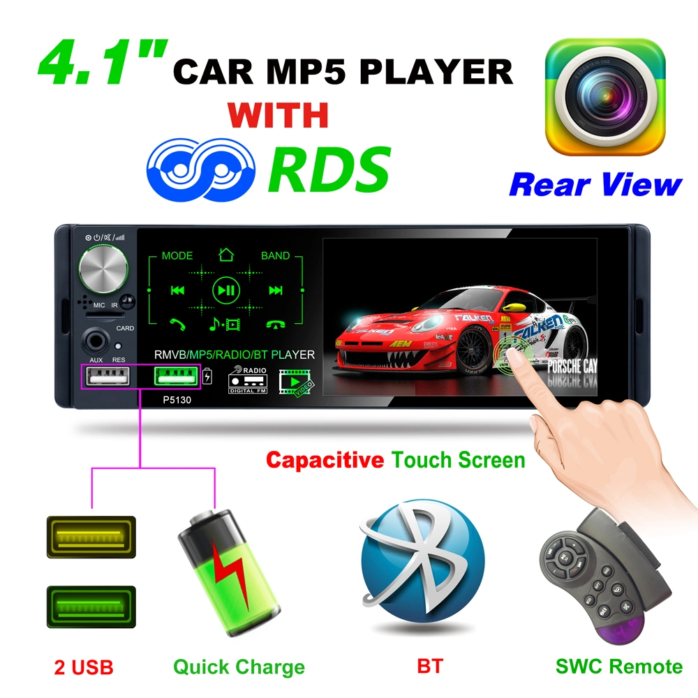 Universal 1 DIN 4.1 pouces MP5 Lecteur Écran Tactile HD Capacitif Voiture Simple Ensemble MP5 Radio Am/FM/RDS