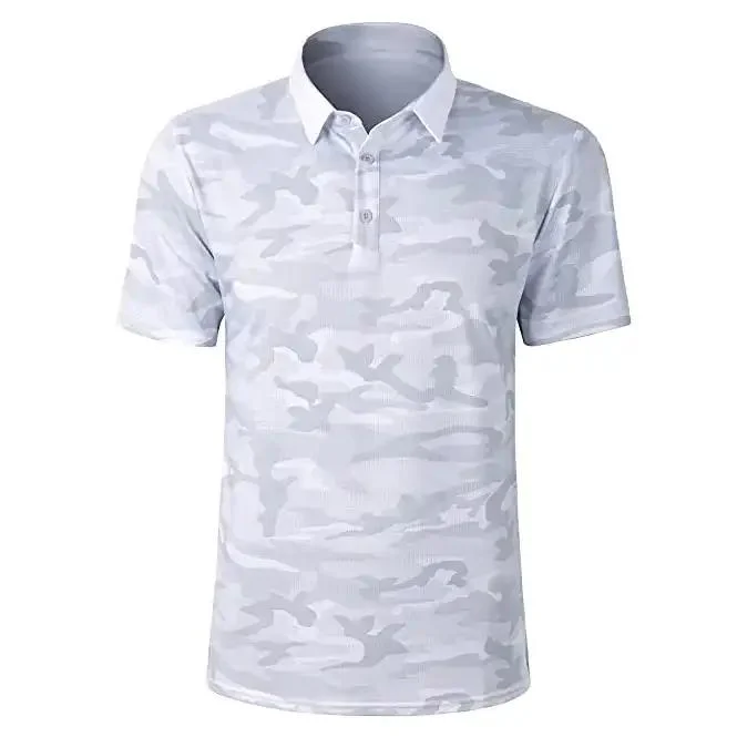 Custom Logo 100% Polyester Sublimation Print Men Camo Short Sleeve Golf Polos