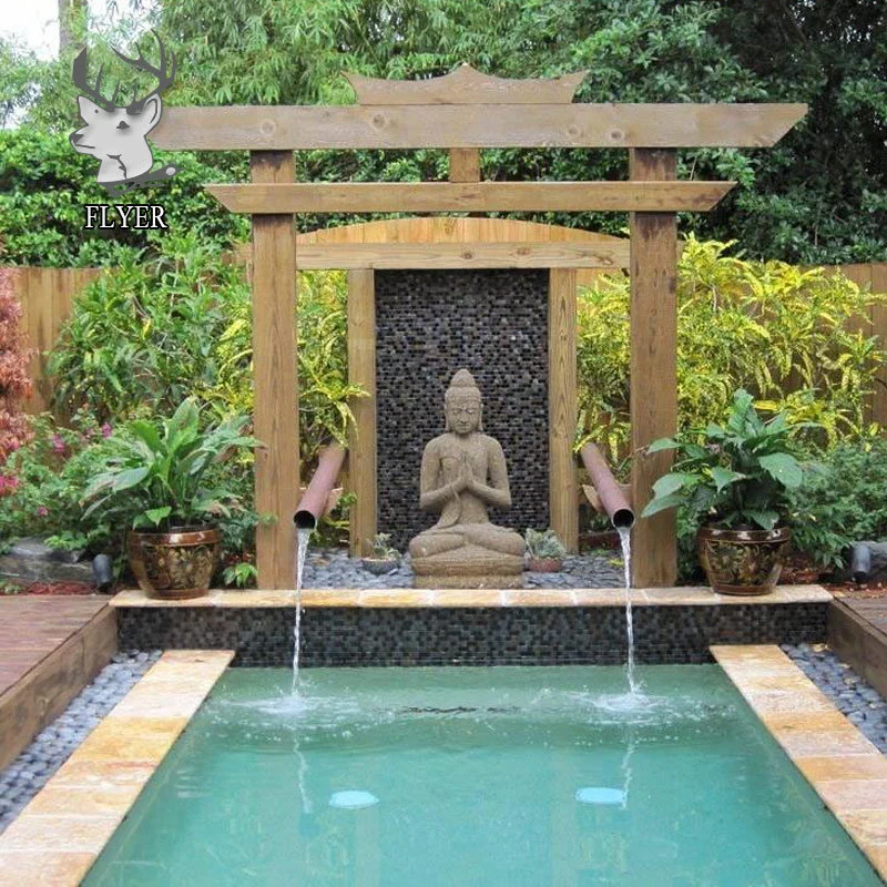 prix d'usine Accueil jardin Pierre blanche eau caractéristique Bouddha fontaine Fontaines d'eau de la statue de Bouddha en marbre